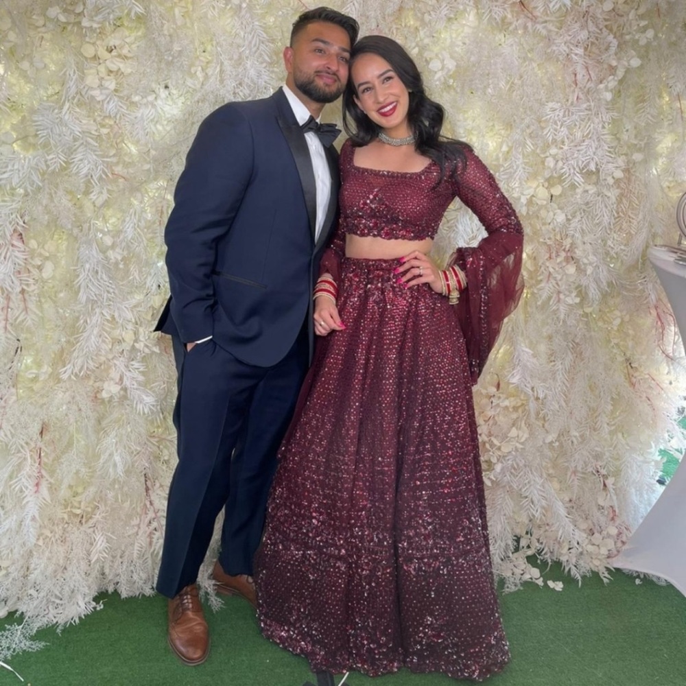 Burgundy heavy sequin lehenga